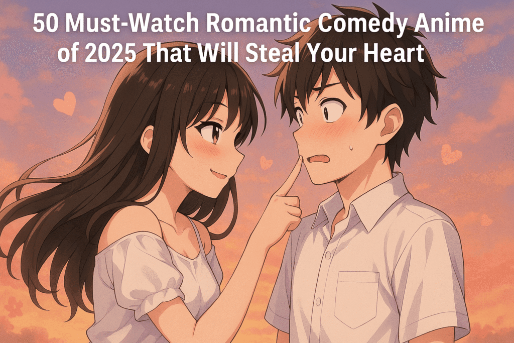 Anime-style couple illustration with a romantic comedy vibe, used as the featured image for the blog “10 Must-Watch Romantic Comedy Anime of 2025 That Will Steal Your Heart.